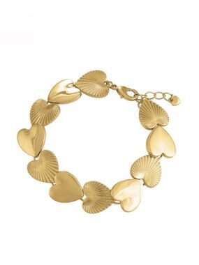 Danbury Mint Gold Tone Golden Glamour End to End Heart Bracelet